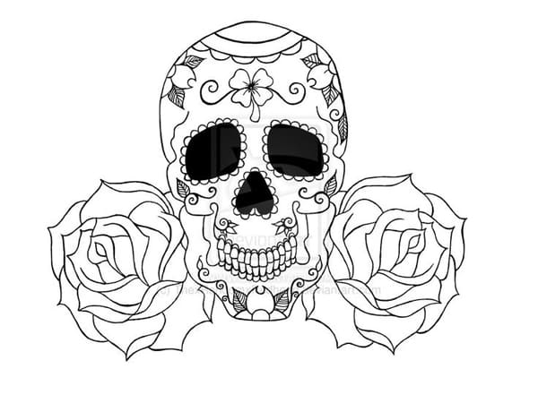 Desenho de Tatuagem de Catrina para Colorir - Colorir.com