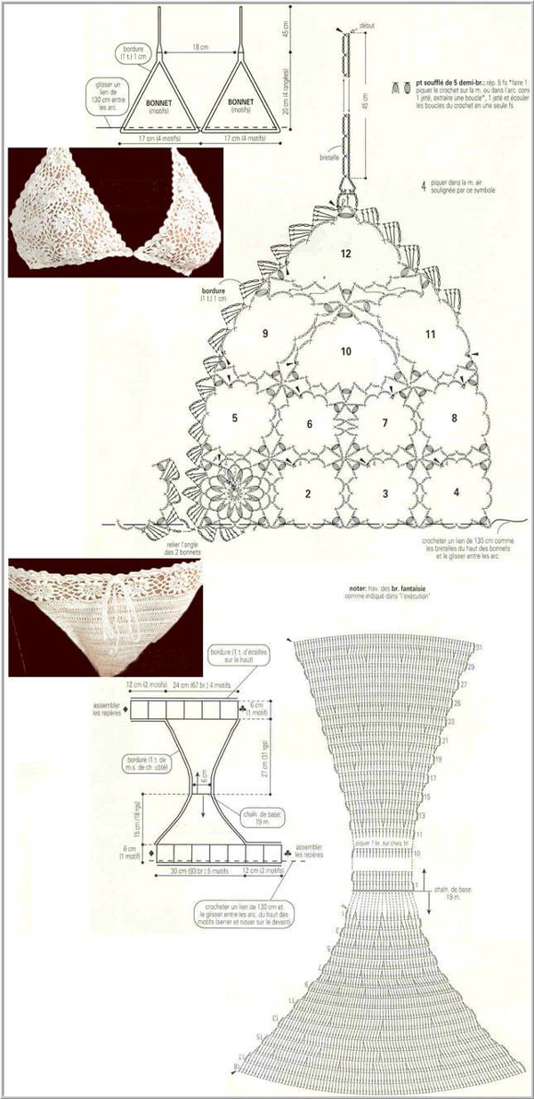 biquíni em crochê com grafico 