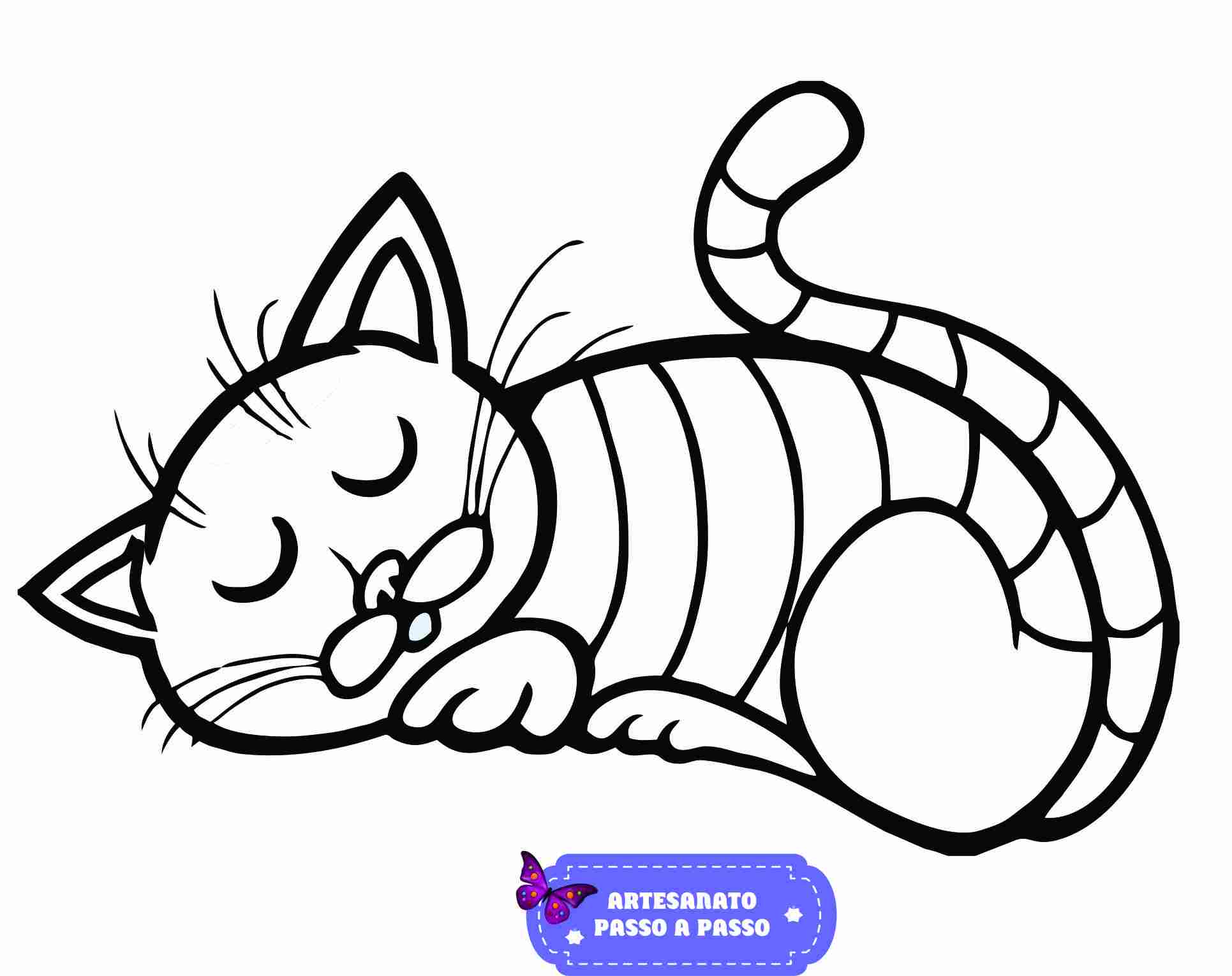 Desenho de gato realista para colorir