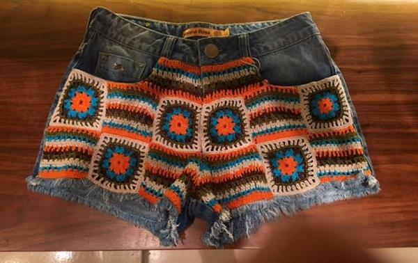 short jeans com croche