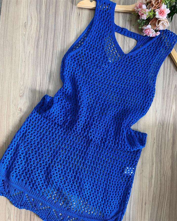 linha de croche azul