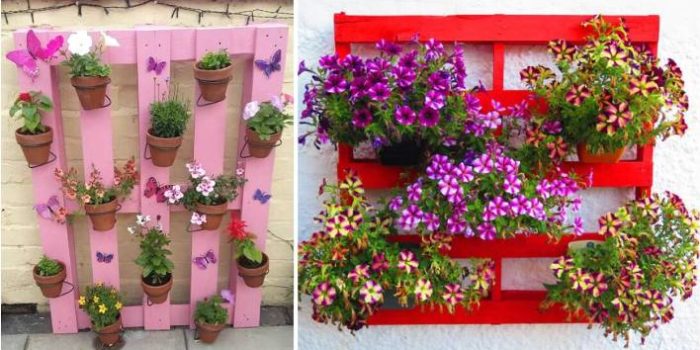 Palete com flores Ideias de decoração com vasos e plantas Artesanato Passo a Passo