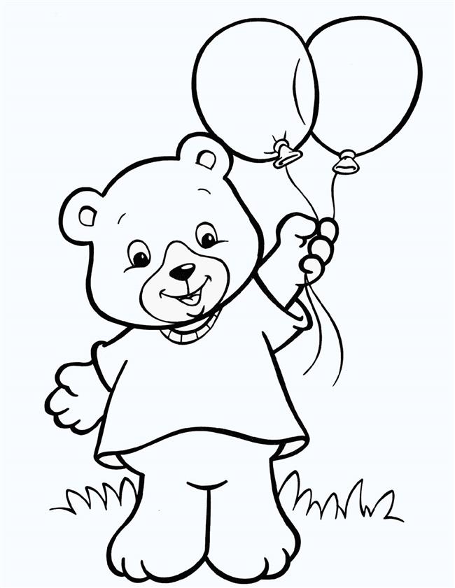 Urso com balões para colorir