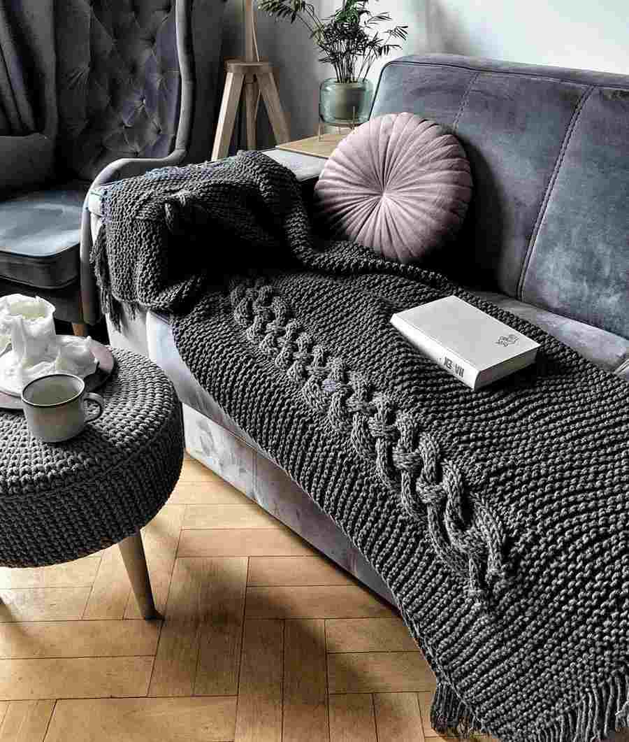 Manta de tricô para sofá