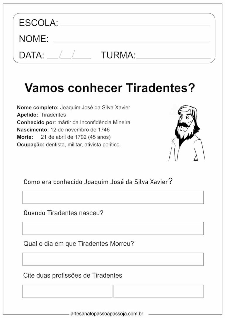 21 De Abril Dia De Tiradentes: 10 Atividades Para Educação Infantil ...