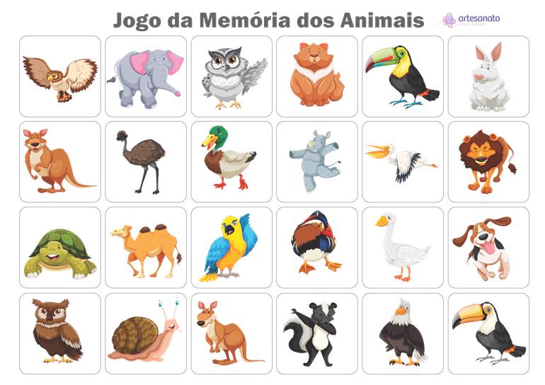 Jogo da Memória para Imprimir - Animais da Fazenda - Atividades
