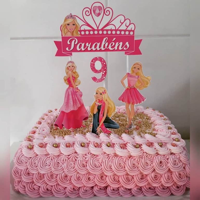 bolo da barbie quadrado de aniversário