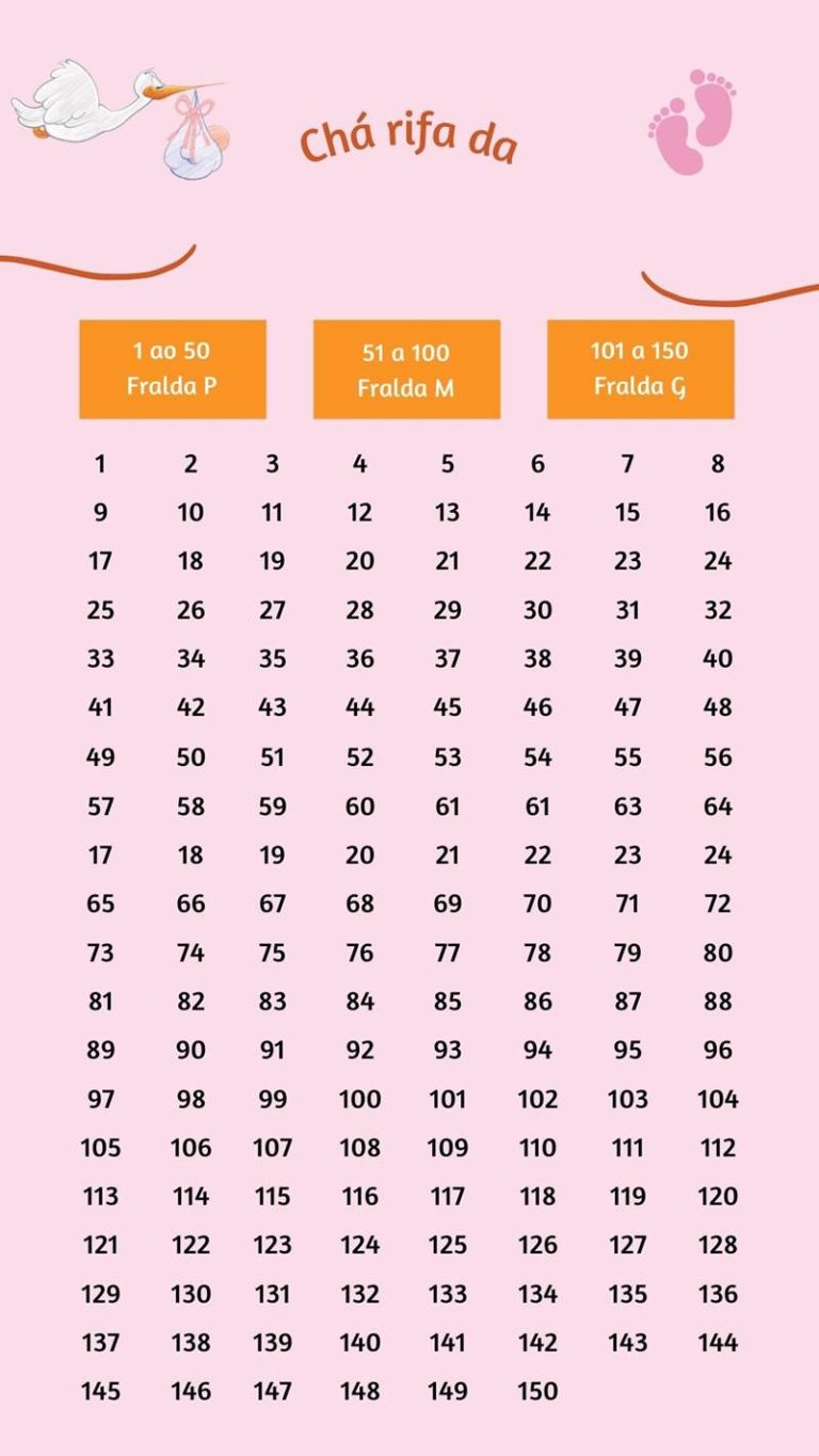 Chá Rifa Para Editar 5 Modelos Prontos De 50 100 E 150 Números Artesanato Passo A Passo 5226