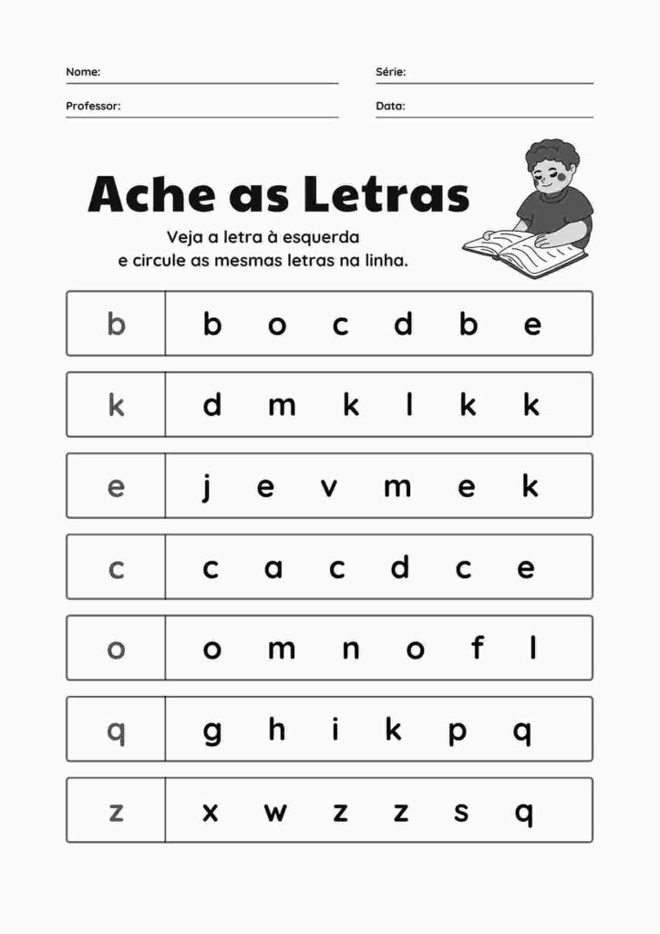 Achar as letras alfabetização