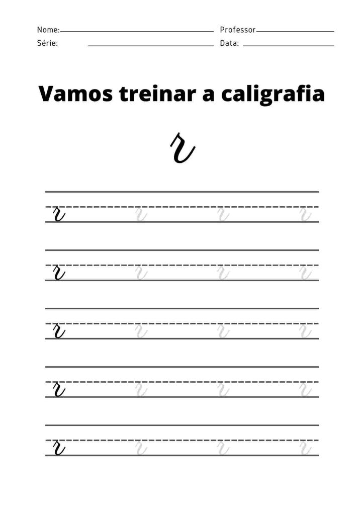 Atividade de caligrafia com letra r