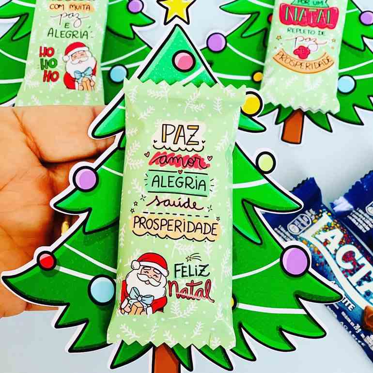 Doce em papel de árvore natal lembrancinha