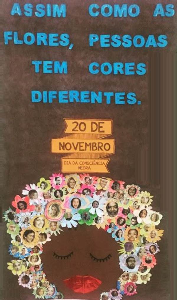 Cartaz consciência negra comparação com flores