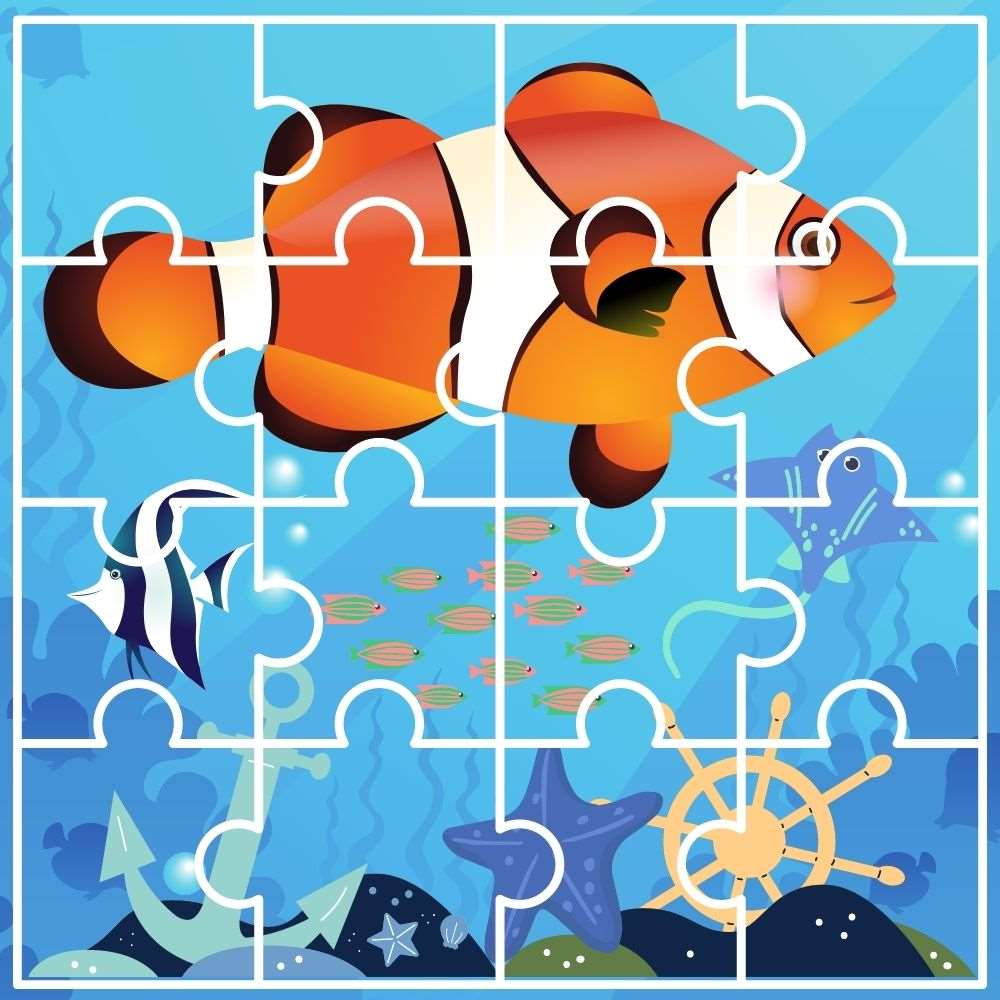 Jogo de quebra-cabeça de peixe de desenhos animados