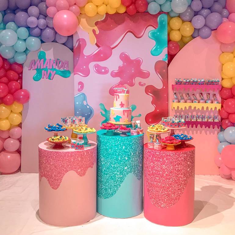 Tema de festa Slime feminino