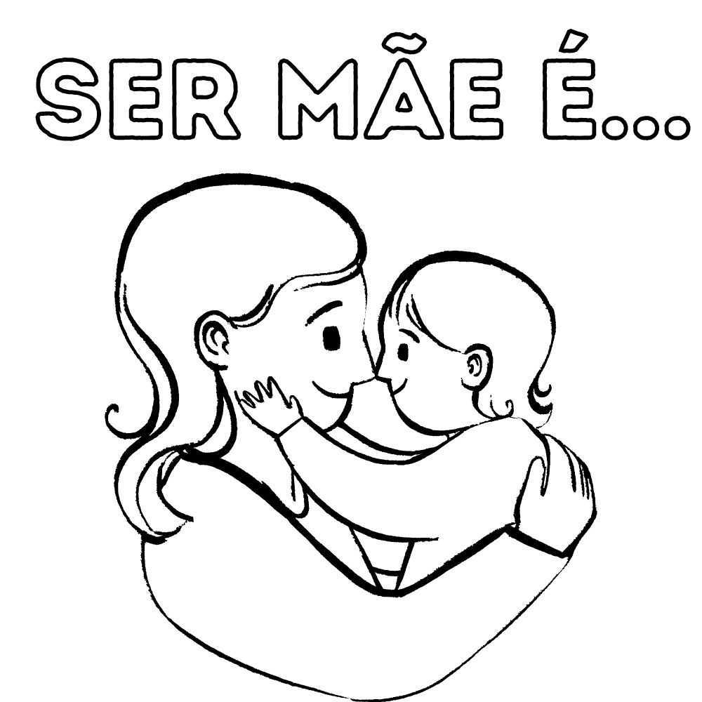 desenho da mae com filho no colo