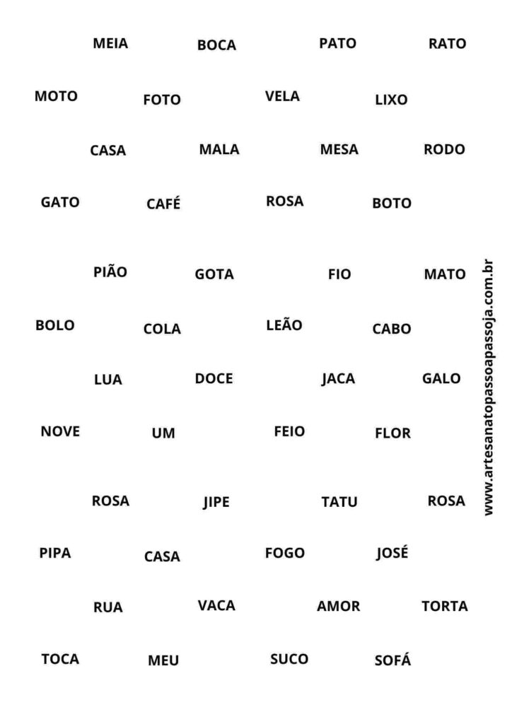 Bingo De Palavras Para Imprimir Em Pdf Artesanato Passo A Passo