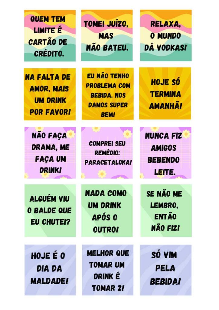 Tags para drinks PDF para imprimir em PDF grátis - Artesanato Passo a ...