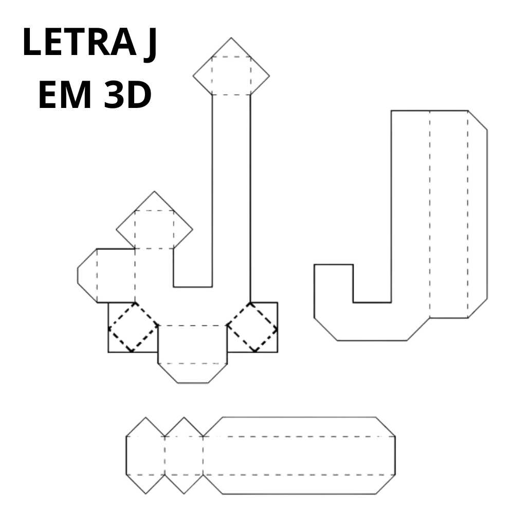 molde da letra j em 3d