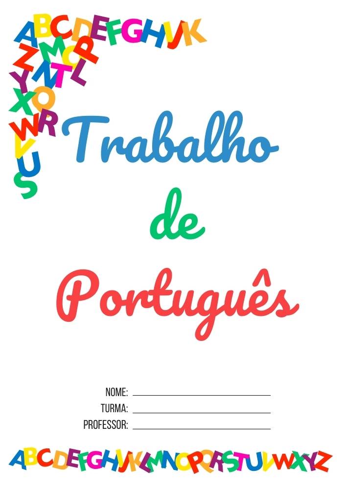 capa de trabalho de portugues colorida