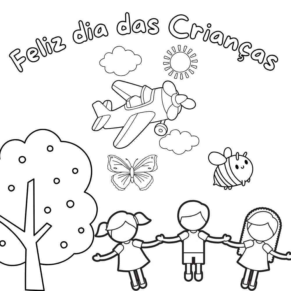 cartao feliz dia das crianças para colorir