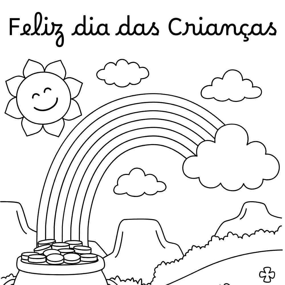 cartao de feliz dia das crianças para pintar