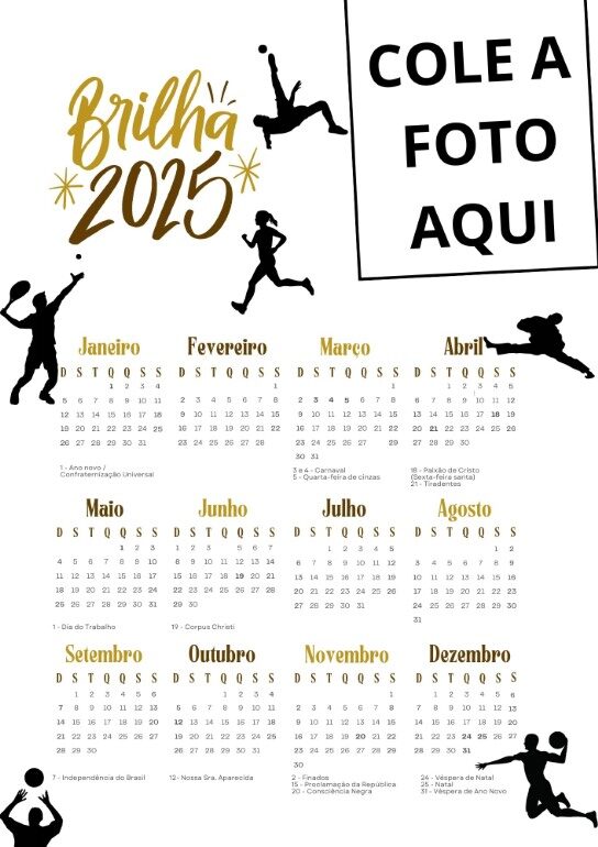 calendario 2025 com foto grande