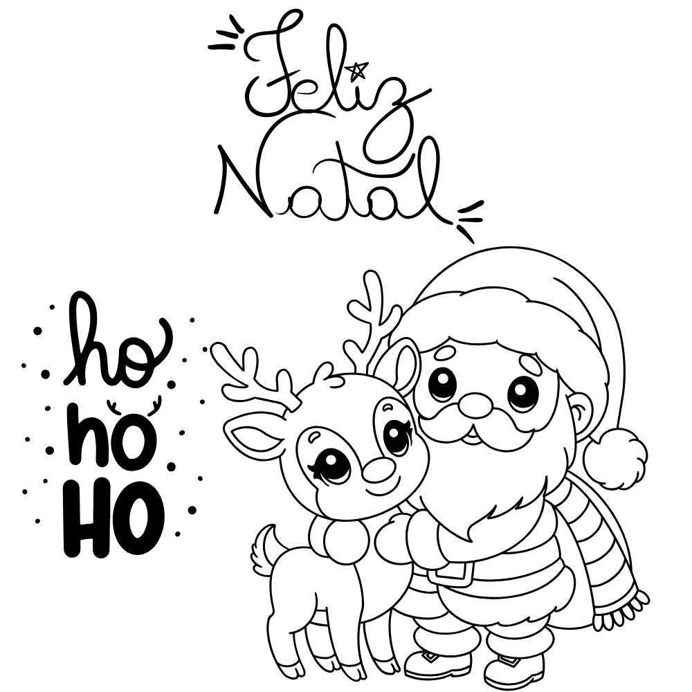 desenho papai noel com rena