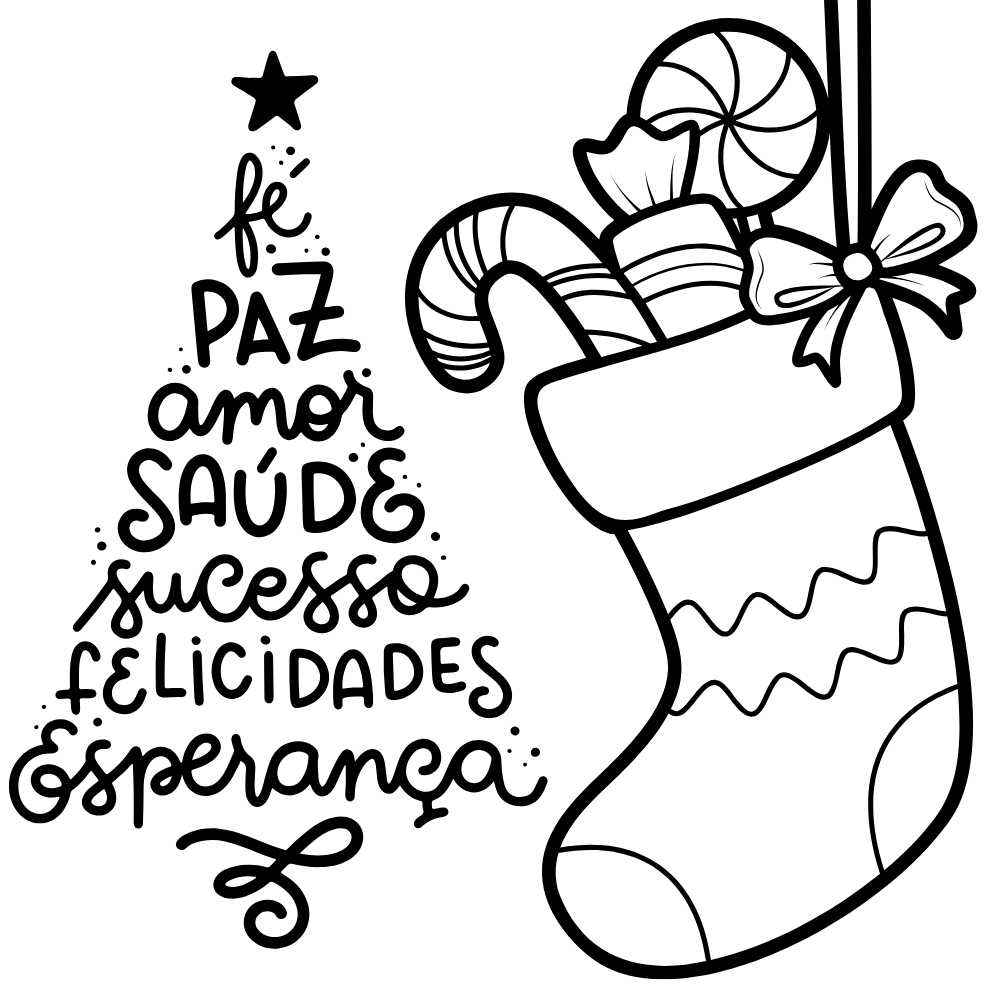 desenho bota com frase de natal