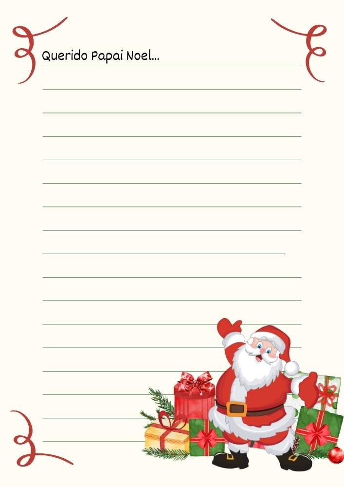 modelo de Carta Papai Noel para imprimir