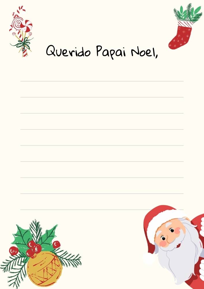 Carta Papai Noel para imprimir pedindo presente