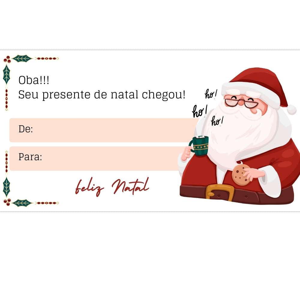 Cartão de Natal Personalizado para imprimir com papai noel